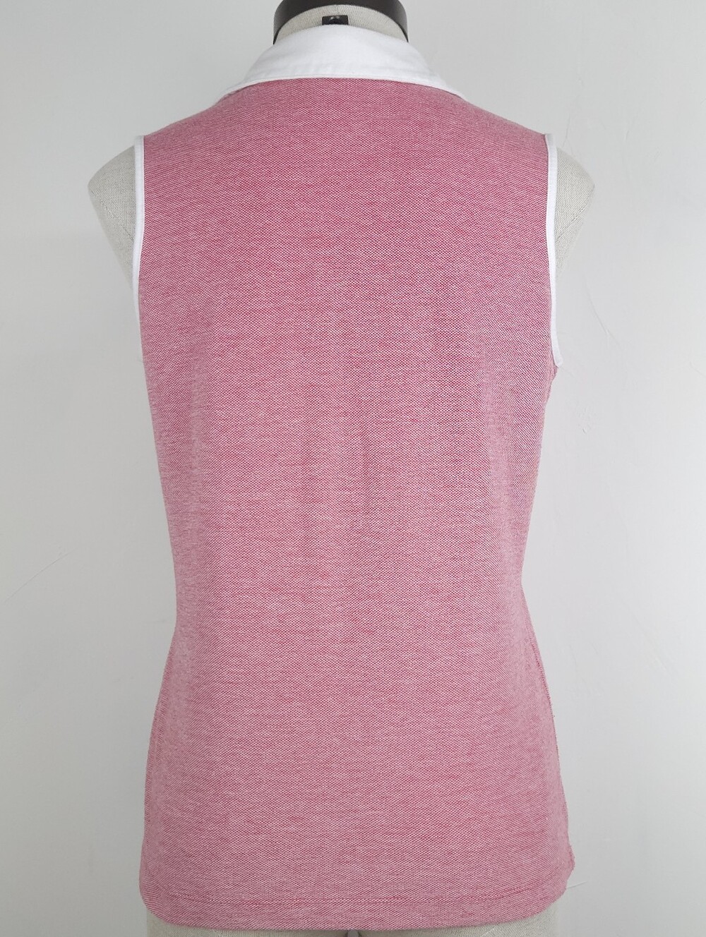 Karen Scott Sleeveless Polo Shirt S Heather Red Cotton Blend Golf Preppy Casual - Picture 3 of 8